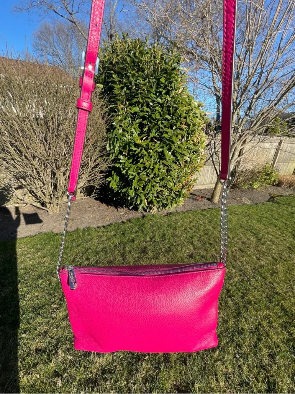 Michael Kors Hot Pink Pebbled Leather Crossbody Shoulder Bag, Pillow and Dustbag - Picture 4 of 14